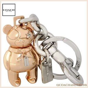 COACH Collectable 3D Rose Gold Coach Mascot Bear Charm / Key Chain NWT
